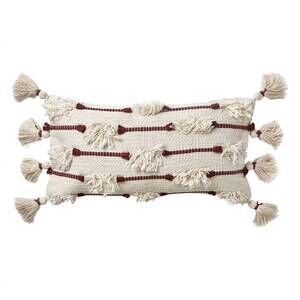 NEW TAG LTD village handwoven pillow in beige
